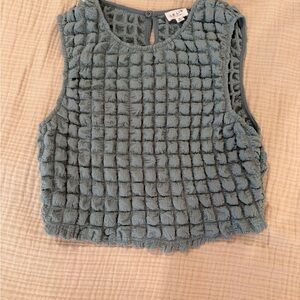 Le Lis Textured Bubble Blue Crop Top